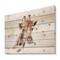Designart - Portrait of A Giraffe With Flowers III - Farmhouse Print on Natural Pine Wood
